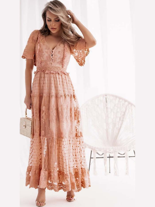 Summer Maxi Dress for Wedding / Baptism Nude 606077 | Skroutz.mt