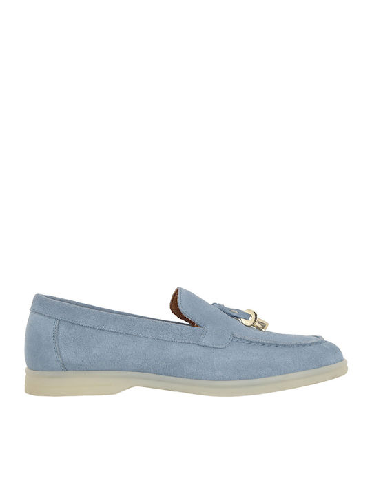 Δερμάτινα Γυναικεία Loafers σε Γαλάζιο Χρώμα
