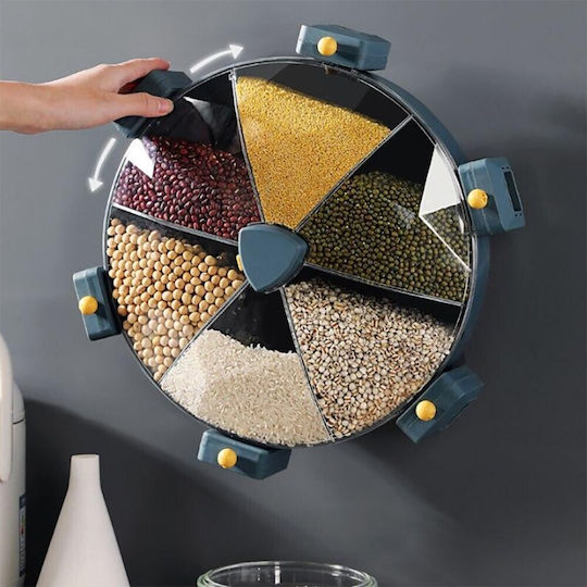 Wall-mounted Rotary Dispenser 6 Positions Easy Sorting & Storage of Blue beans