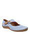 Lederne Damen Ballerinas in Hellblau Farbe