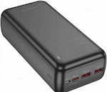 Borofone BJ38B Power Bank 30000mAh 22.5W με 2 Θύρες USB-A και Θύρα USB-C Power Delivery / Quick Charge 3.0 Μαύρο