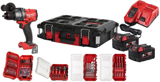Milwaukee M18 Fpd3100p502p Сет Ударна бормашина Безчетков 18V с 2 батерии 5Ах и куфар