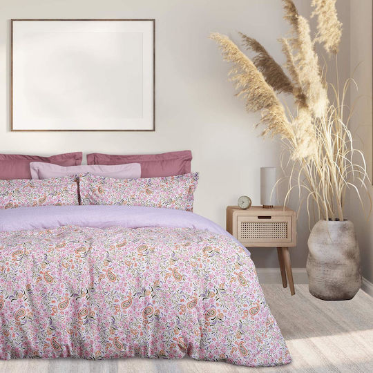 Das Home Set Cearșafuri Semi-Dublu cu Elastic 120x200+35cm. Casual 5414 Lilac, Beige, Pink 3buc
