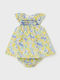Children's Dress Short Sleeve Floral Set with Panty & Accessories Yellow