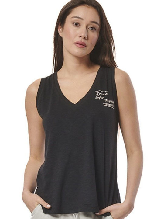 Body Action Women's Athletic Blouse Sleeveless with V Neck Black