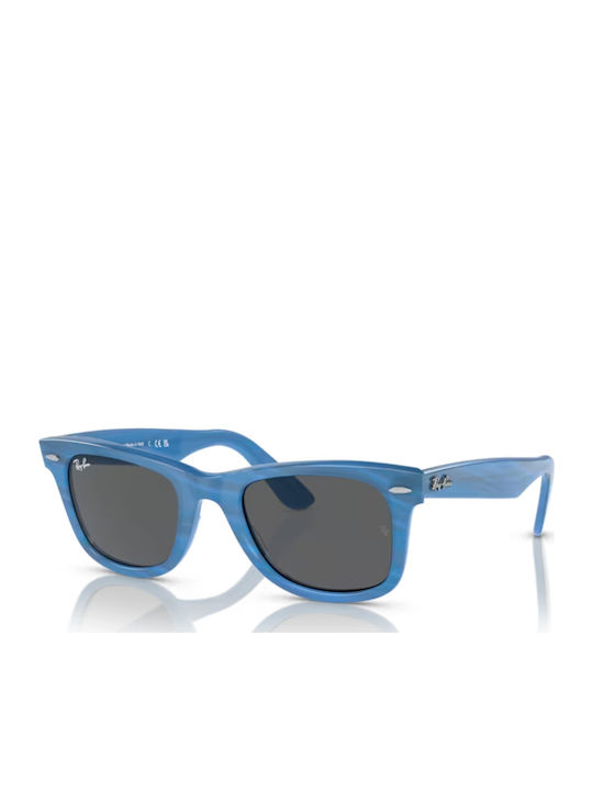 Ray Ban Wayfarer Unisex Sunglasses with Blue Plastic Frame and Gray Lens  RB2140 1409B1