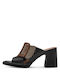 Tamaris Leather Women's Sandals Black with Chunky High Heel