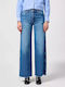 Damen Stoff Hose in Weitem Schnitt Blau