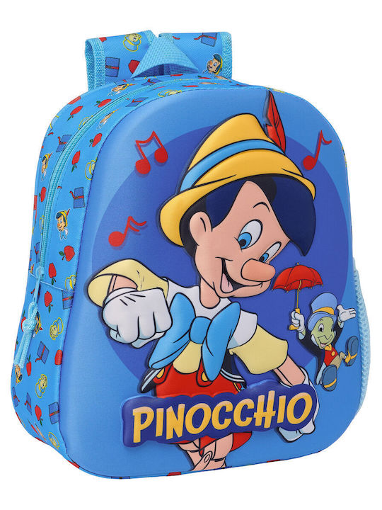 Disney Pinocchio Σχολική Τσάντα Πλάτης Νηπιαγωγείου με Θήκη για Παγούρι Μπλε 8.64lt 27 x 10 x 33εκ