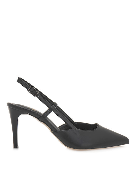 JK London Synthetic Leather Black High Heels