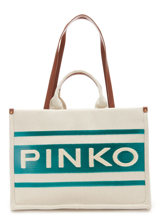 Pinko Γυναικεία Τσάντα Shopper Ώμου Λευκή