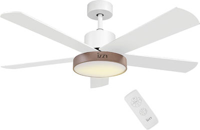 Izzy IZ-9032 Ceiling Fan 132cm with Light and Remote Control White