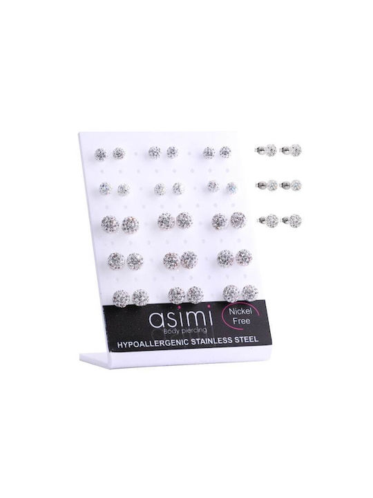 Steel earrings Discoball 6/8mm Surgical Steel 316l
