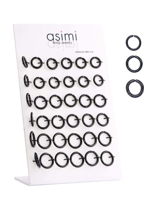Σκουλαρικι Abrbell Surgical Steel Black Fake Hoop 2.5 X10-12-14mm
