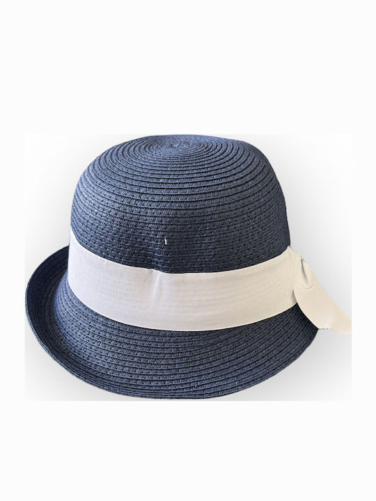 Frauen Rattangeflecht Hut Marineblau