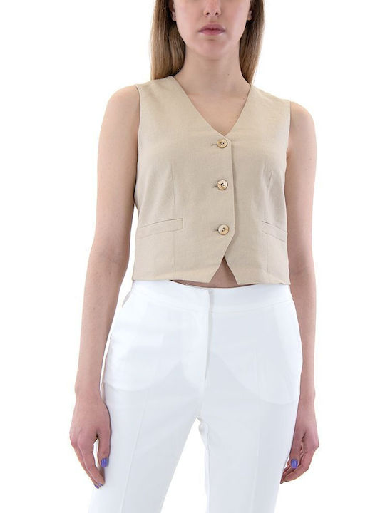 Only Women's Vest with Buttons Beige