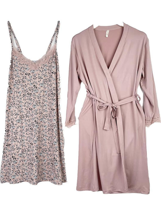 Notte Stella Robe Maternity & Nursing Pink