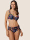 Ysabel Mora Padded Underwire Bikini Set Bra & Slip Bottom with Adjustable Straps Dark blue Floral