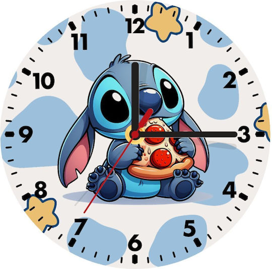 Stitch Pizza Ρολόι Τοίχου Ξύλινο 20cm