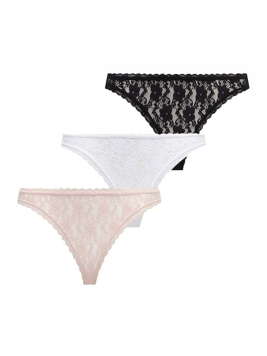 Guess Γυναικεία Brazilian Εσώρουχα Δαντέλα 3τμχ O4gg34kc5l0-f68s Black White Pink