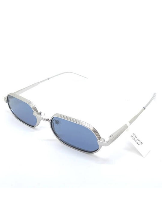 The Glass of Brixton Unisex Sonnenbrille mit Silber Metall Gestell und Blau Linse
