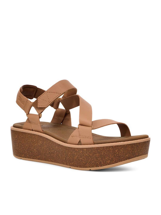 Teva Wedge Καλοκαιρινές Γυναικείες Πλατφόρμες Καφέ