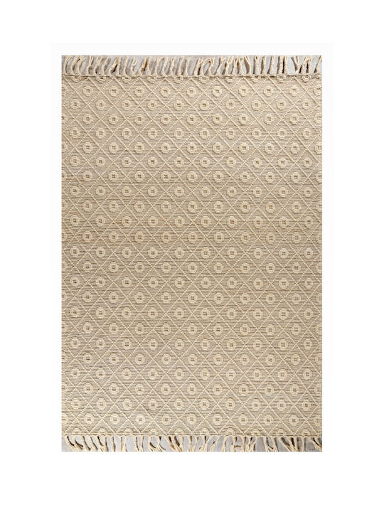 Tzikas Carpets Nomad 55156-060 Χειροποίητο Χαλί Διάδρομος Μάλλινο με Κρόσια Μπεζ 80x150cm