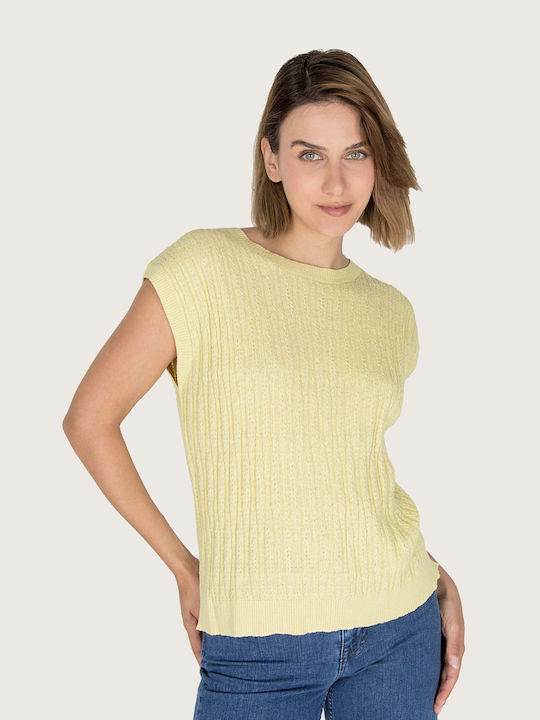 Indi & Cold Damen Bluse Ärmellos Gelb