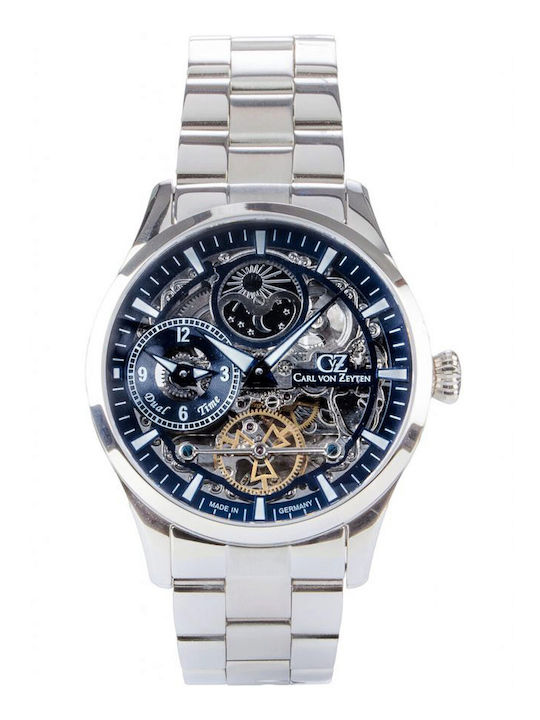 Carl Von Zeyten Men's Watch 44mm Automatic Silver Carl Von Zeyten Men's Watch 44mm Automatic Silver