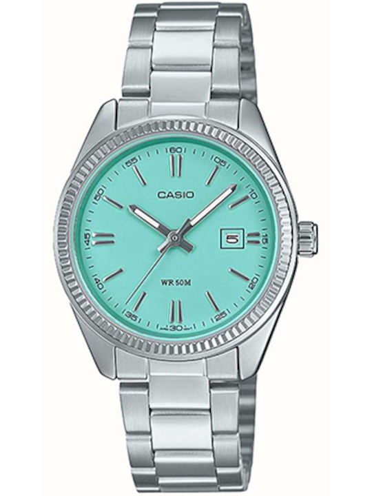 Casio Γυναικείο Ρολόι 30mm Μπαταρίας με Ασημί Μ...