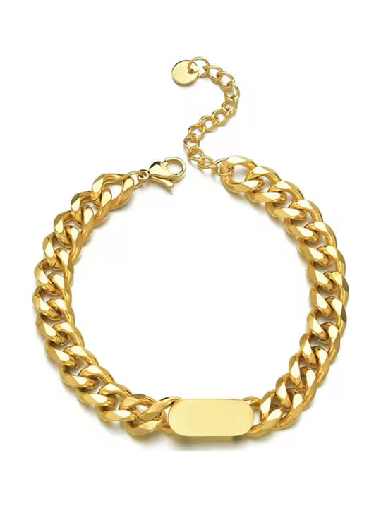 Bode Chain Hand made of Steel Gold-plated Wide Thickness 8mm