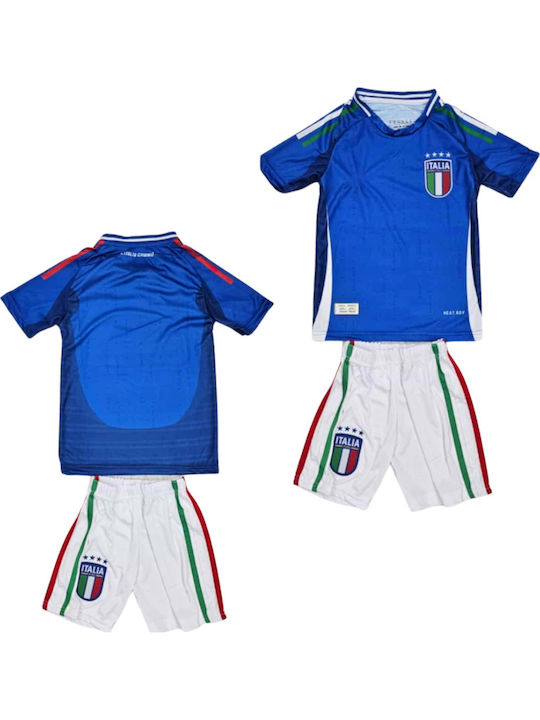 Kids' Italy National Home Soccer Kit Euro2024 Balón De Oro Blue Unisex Fj78