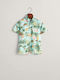 Kinder Hemd Kurzarm Grün Palm Print