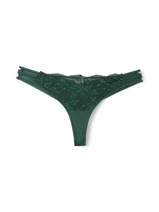 Satin-Spitzen-Tanga Deluxe - Grün