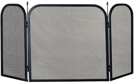 Biofan Metallic Fireplace Screen with Panels 100x51cm Black