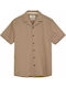 Akleo Short-sleeved Linen Shirt Beige