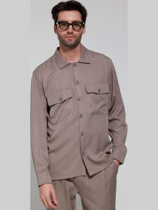 Μακρυμάνικo Overshirt Καφέ