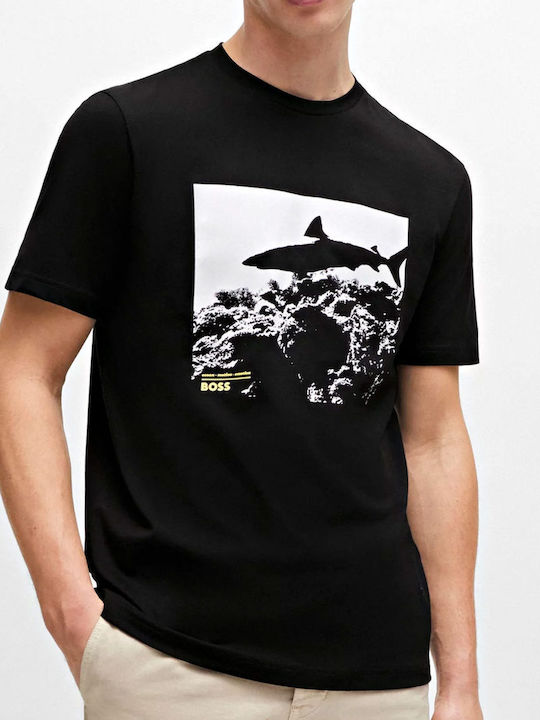 Hugo Boss T-shirt Bărbătesc cu Mânecă Scurtă BLACK