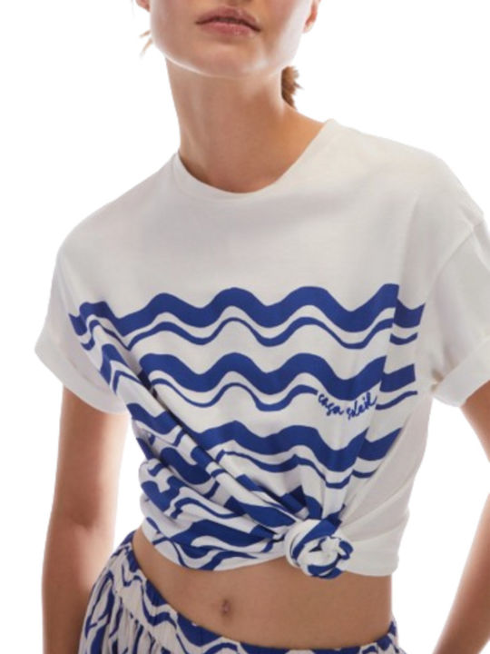 Γυναικείο T-shirt White/dark Blue