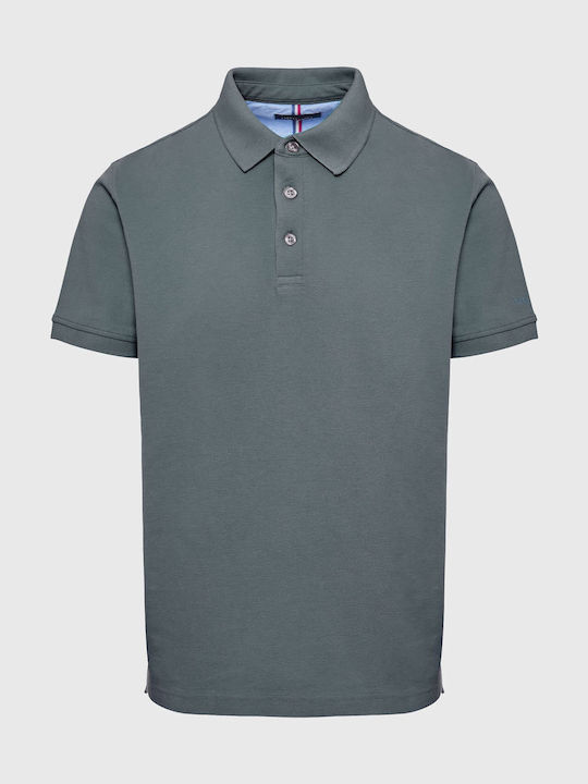 Funky Buddha Bluza pentru bărbați cu mâneci scurte Polo Dk Grey