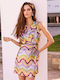 Nema Resort Wear Dress Mini Βραδινό Φόρεμα Ντραπέ Multicolour