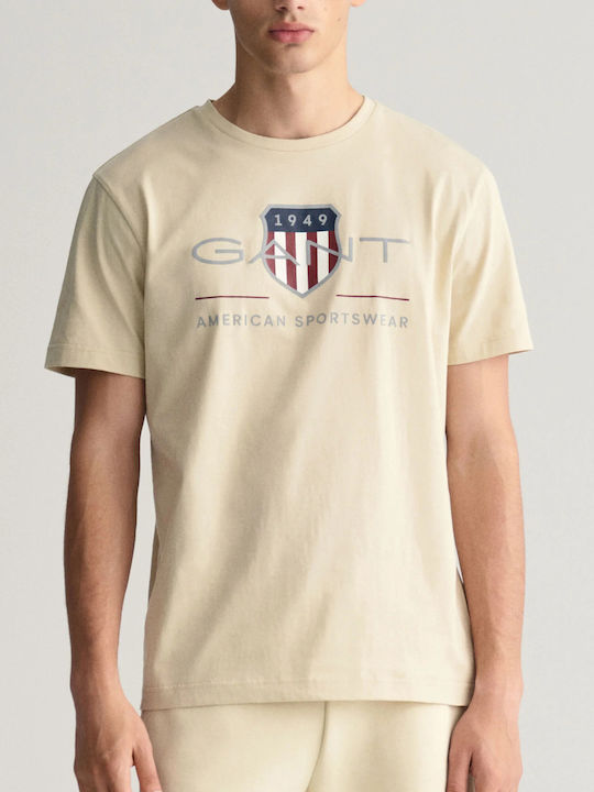 Gant Archive Shield T-shirt Bărbătesc cu Mânecă Scurtă Silky Beige