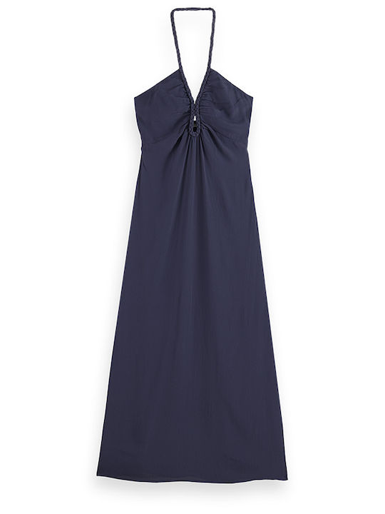 Midi Blau Midi Blau Rückenfreies Kleid