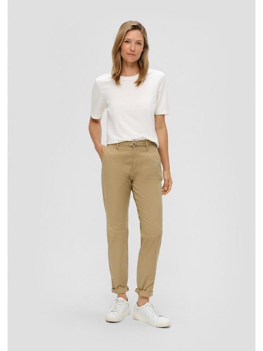 S.Oliver Women's Chino Trousers in Regular Fit Beige