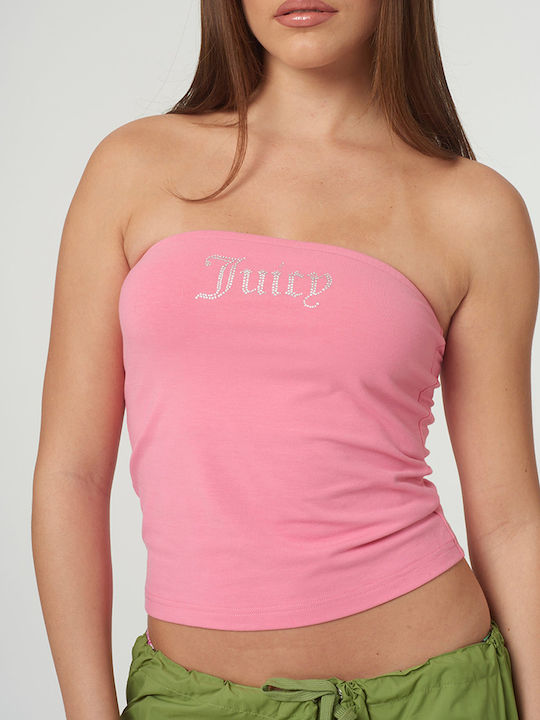 Juicy Couture Top de Damă Crop din Bumbac Pink
