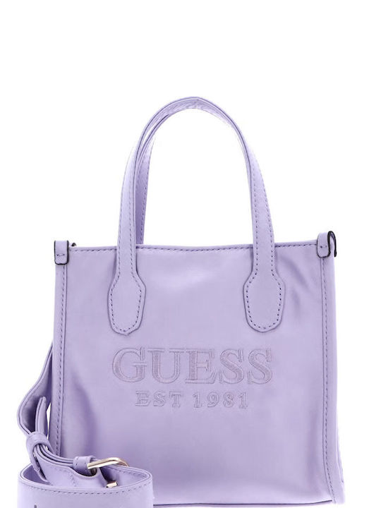 Guess Silvana 2 Γυναικεία Τσάντα Tote Χειρός Λιλά