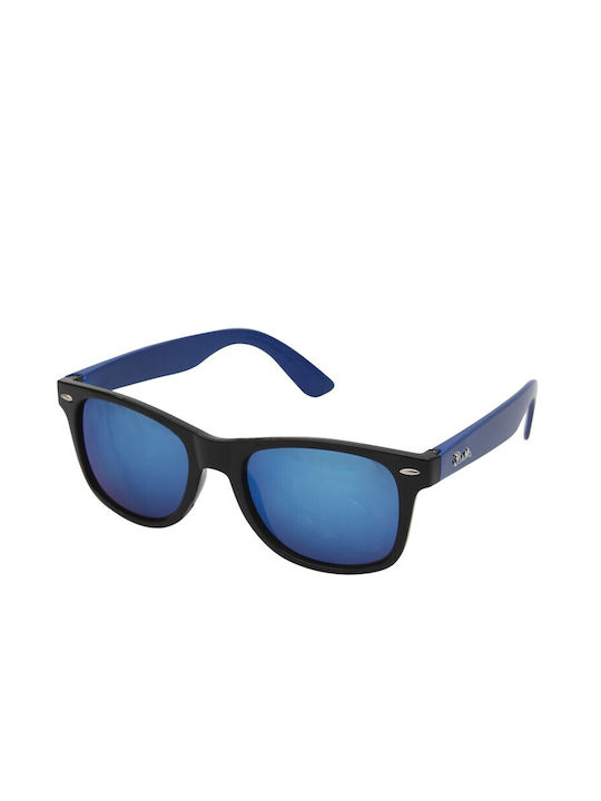 V-store Men's Sunglasses with Black Plastic Frame and Blue Gradient Mirror Lens 01/06/7037