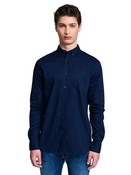Hummel Long Sleeve Linen Shirt Blue Navy