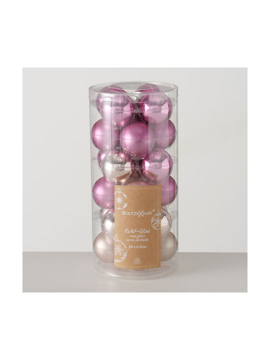 Christmas Sc An Hanging Ball Ornament Ornament Glass Pink 6cm Set 24pcs