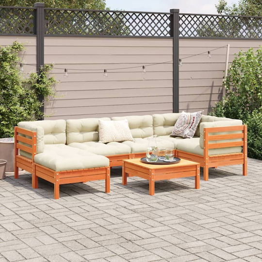 Garten- und Outdoor-Möbelset Für Wohnzimmer 7 Stück Braune mit Kissen